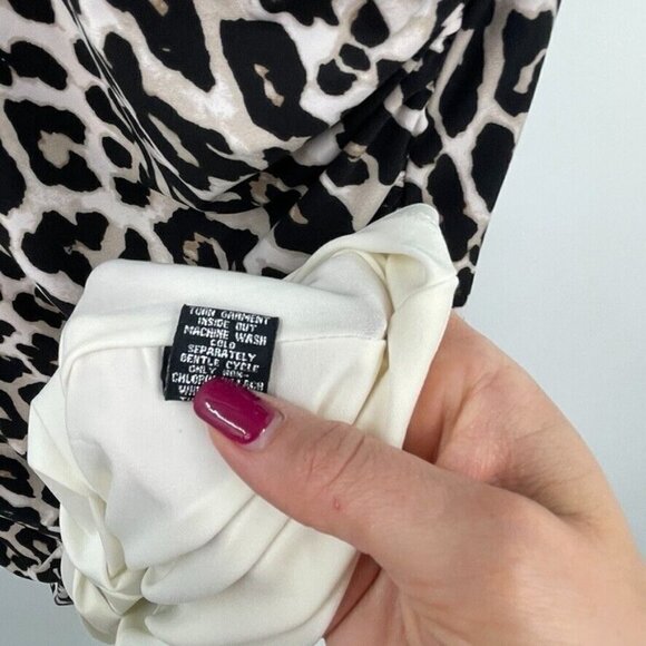 Catherine Malandrino Womens Dress 10 Sheath Sleeveless Animal Print Black White - Picture 10 of 12